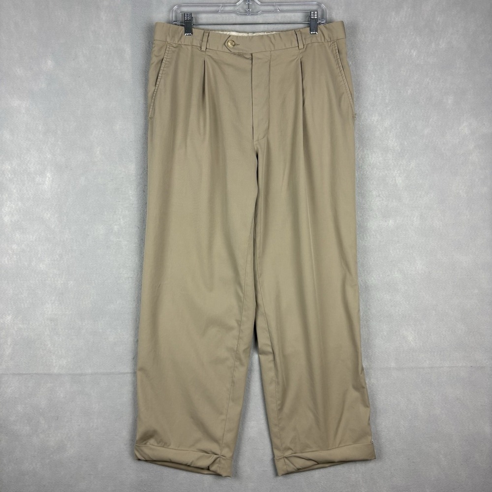 Vintage Hugo Boss Pleated Pants Men’s 34x28 Beige Wool Made In USA Old Money